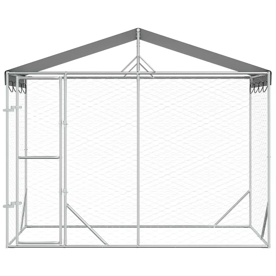 Chenil d'extérieur pour chiens avec toit argenté 3x1,5x2,5 m - 4