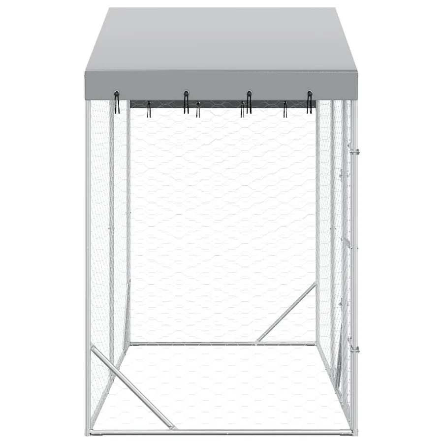 Chenil d'extérieur pour chiens avec toit argenté 3x1,5x2,5 m - 5