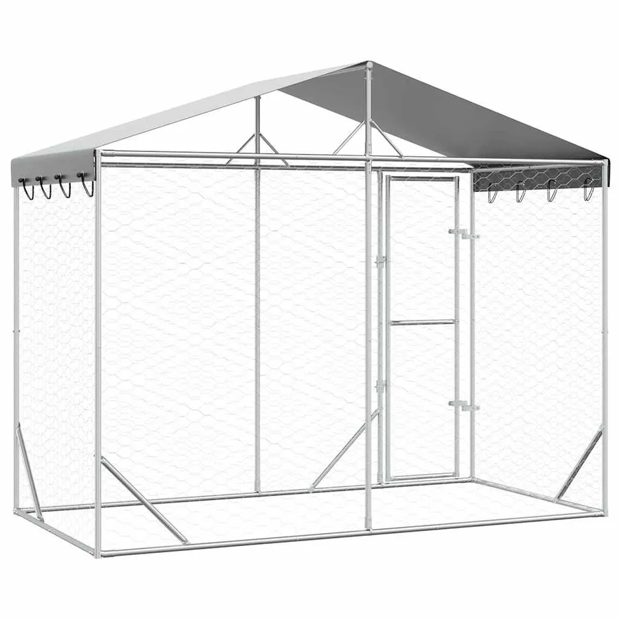 Chenil d'extérieur pour chiens avec toit argenté 3x1,5x2,5 m - 6