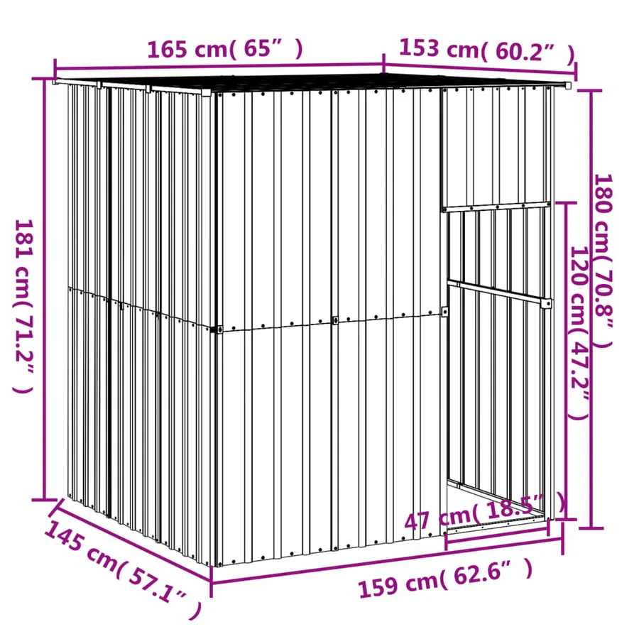 Niche pour chien avec toit anthracite acier galvanisé - 5