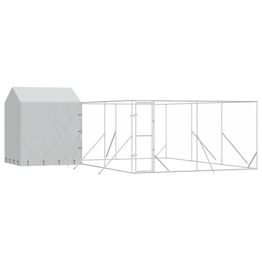 Chenil d'extérieur pour chiens avec toit argenté 6x6x2,5 m - 2