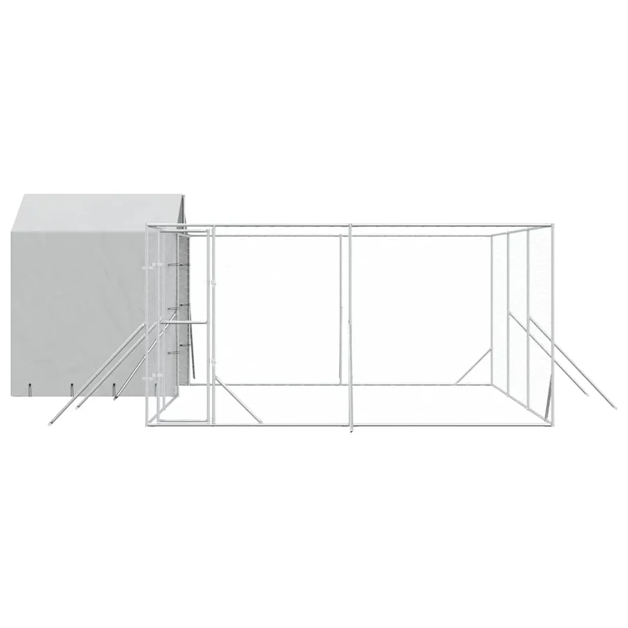 Chenil d'extérieur pour chiens avec toit argenté 6x6x2,5 m - 4