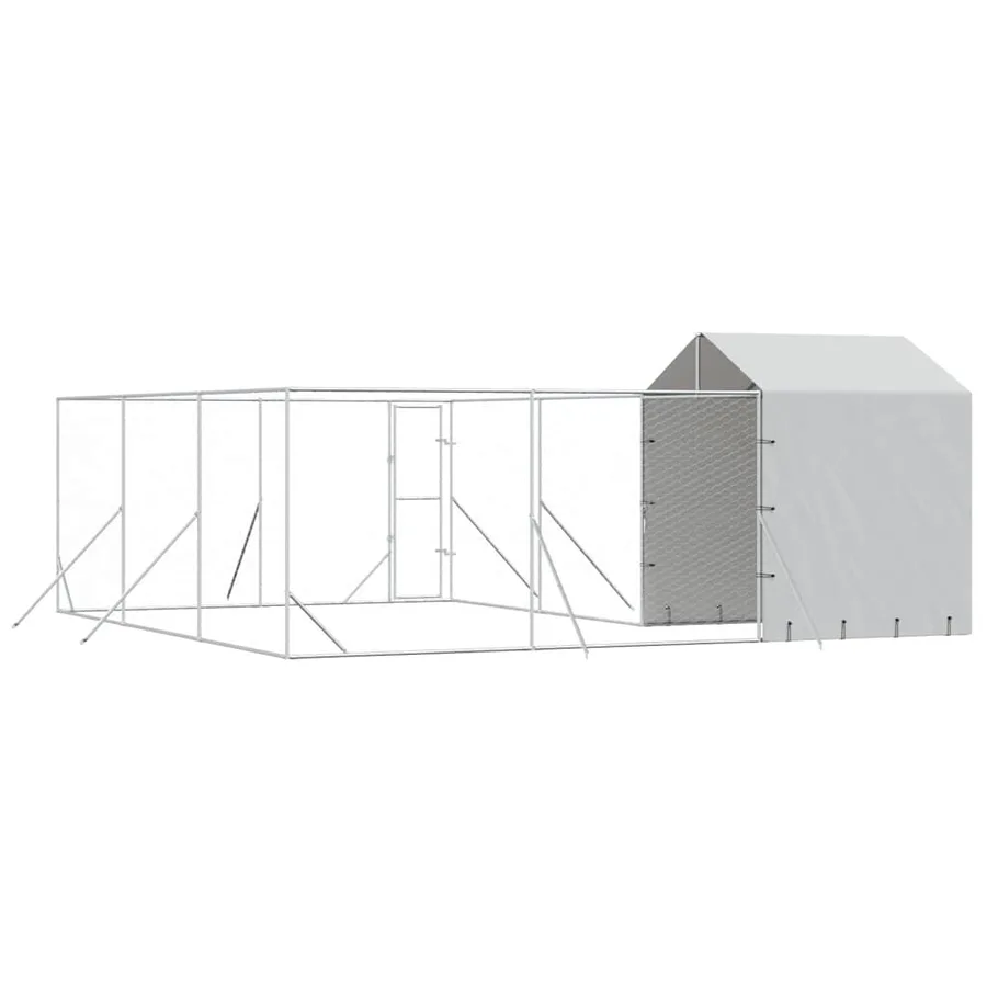 Chenil d'extérieur pour chiens avec toit argenté 6x6x2,5 m - 6