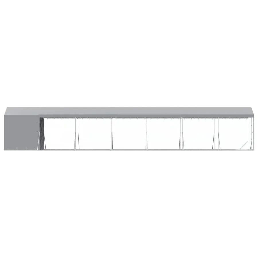 Chenil d'extérieur pour chiens avec toit argenté 2x14x2,5 m - 6