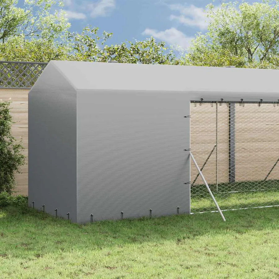 Chenil d'extérieur pour chiens avec toit argenté 2x6x2,5 m - 3