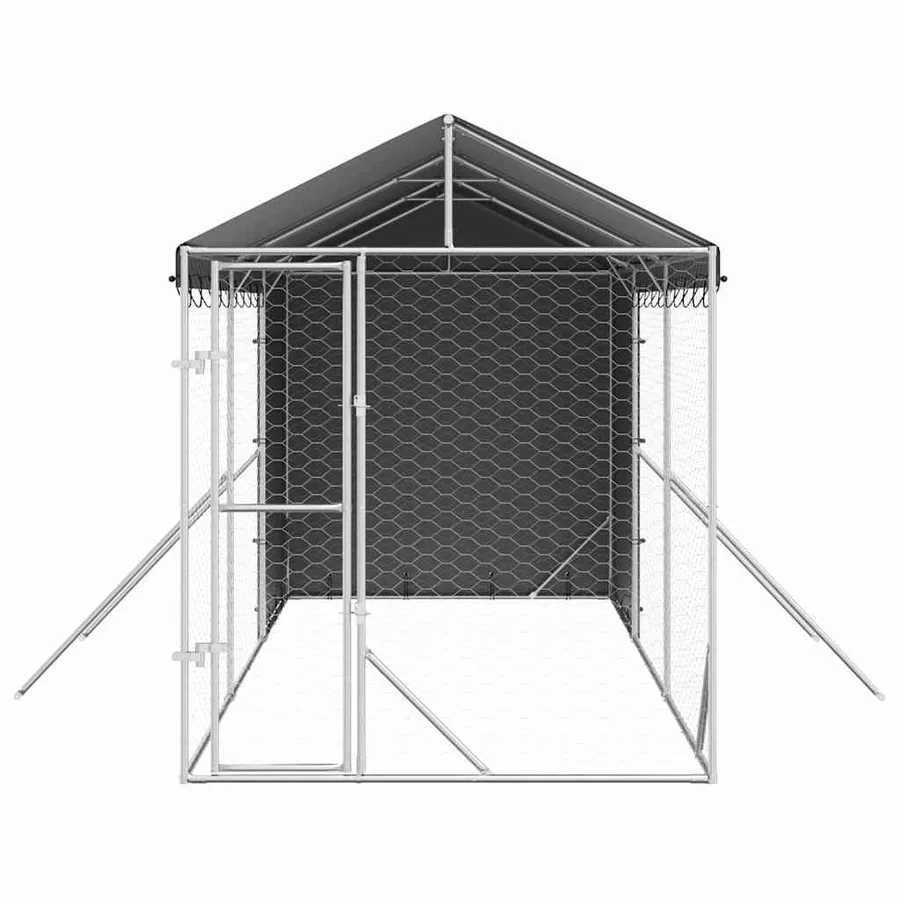 Chenil d'extérieur pour chiens avec toit argenté 2x6x2,5 m - 5