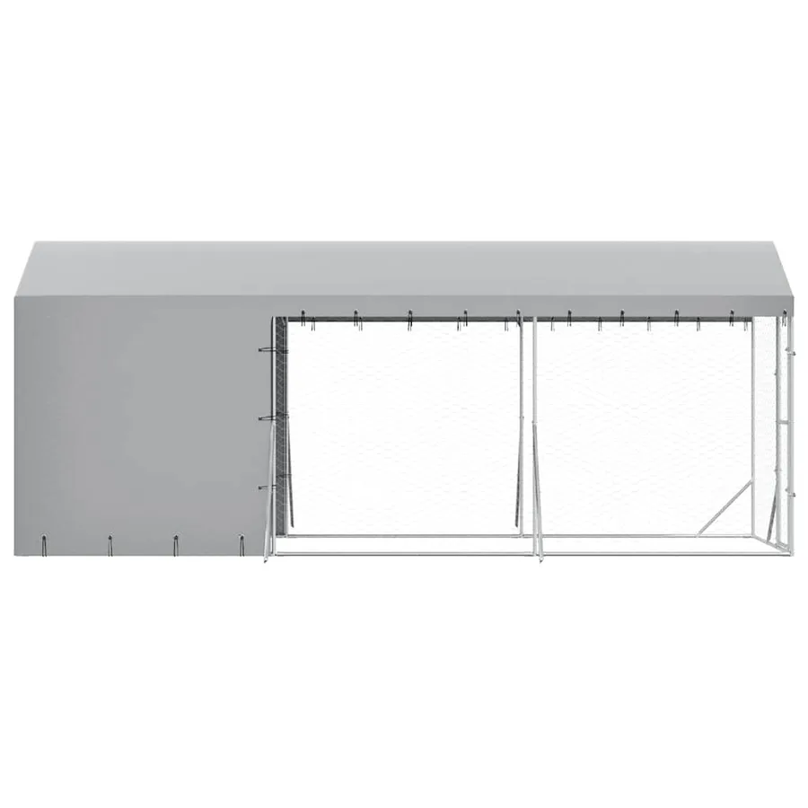 Chenil d'extérieur pour chiens avec toit argenté 2x6x2,5 m - 6