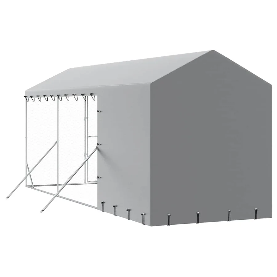 Chenil d'extérieur pour chiens avec toit argenté 2x6x2,5 m - 7