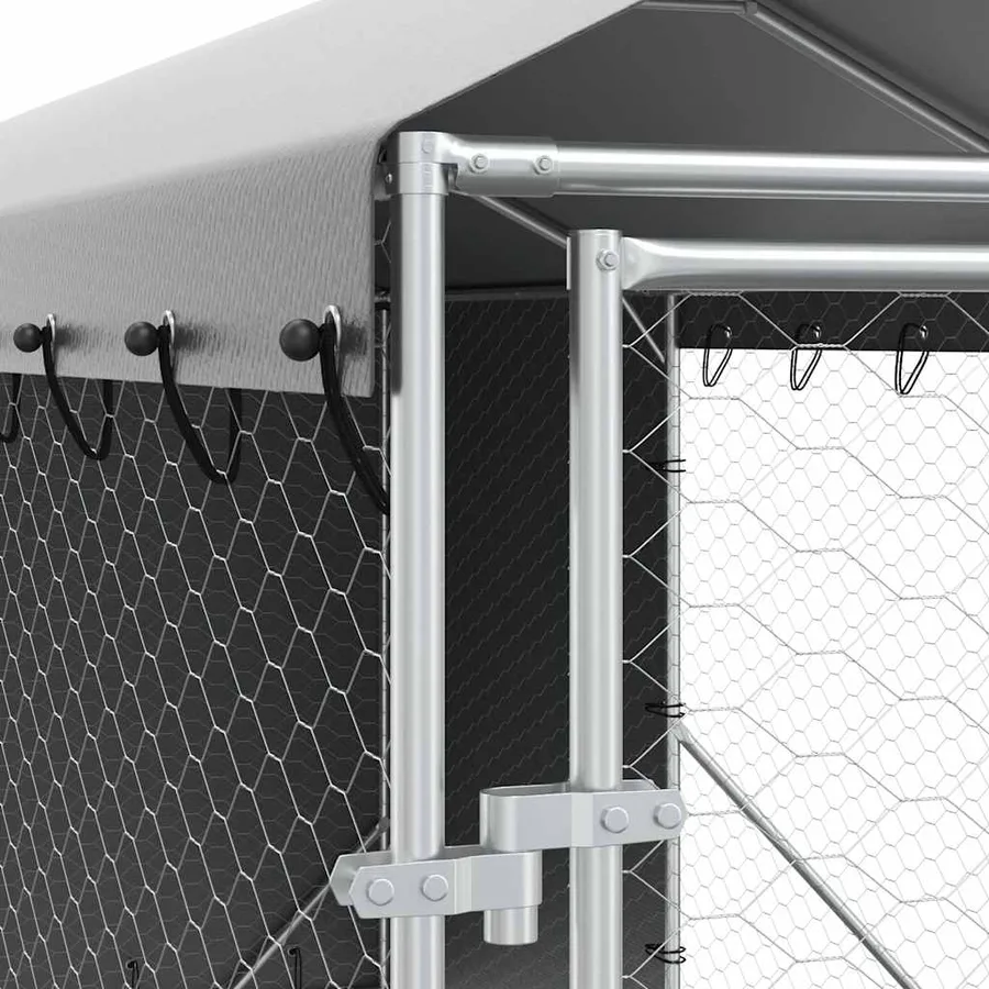 Chenil d'extérieur pour chiens avec toit argenté 2x6x2,5 m - 8
