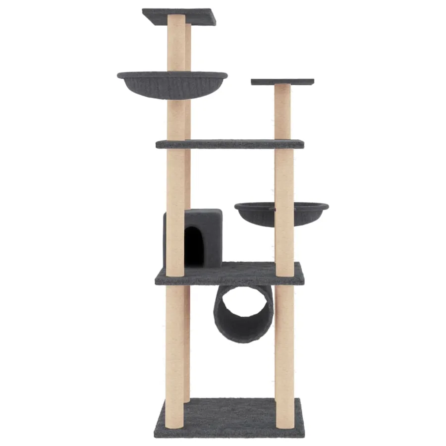 Arbre à chat avec griffoirs en sisal gris foncé 141 cm - 3