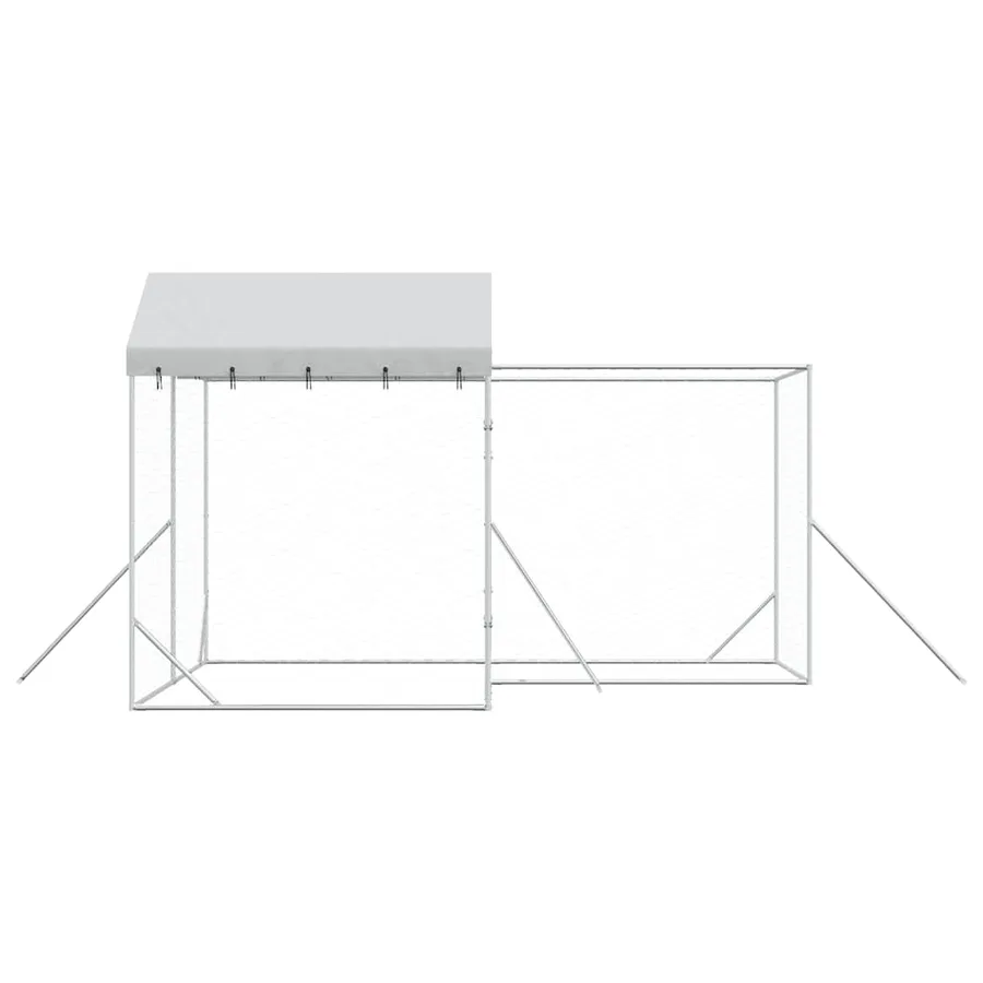 Chenil d'extérieur pour chiens avec toit argenté 4x4x2,5 m - 6