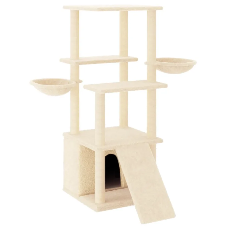 Arbre à chat avec griffoirs en sisal crème 133 cm - 2