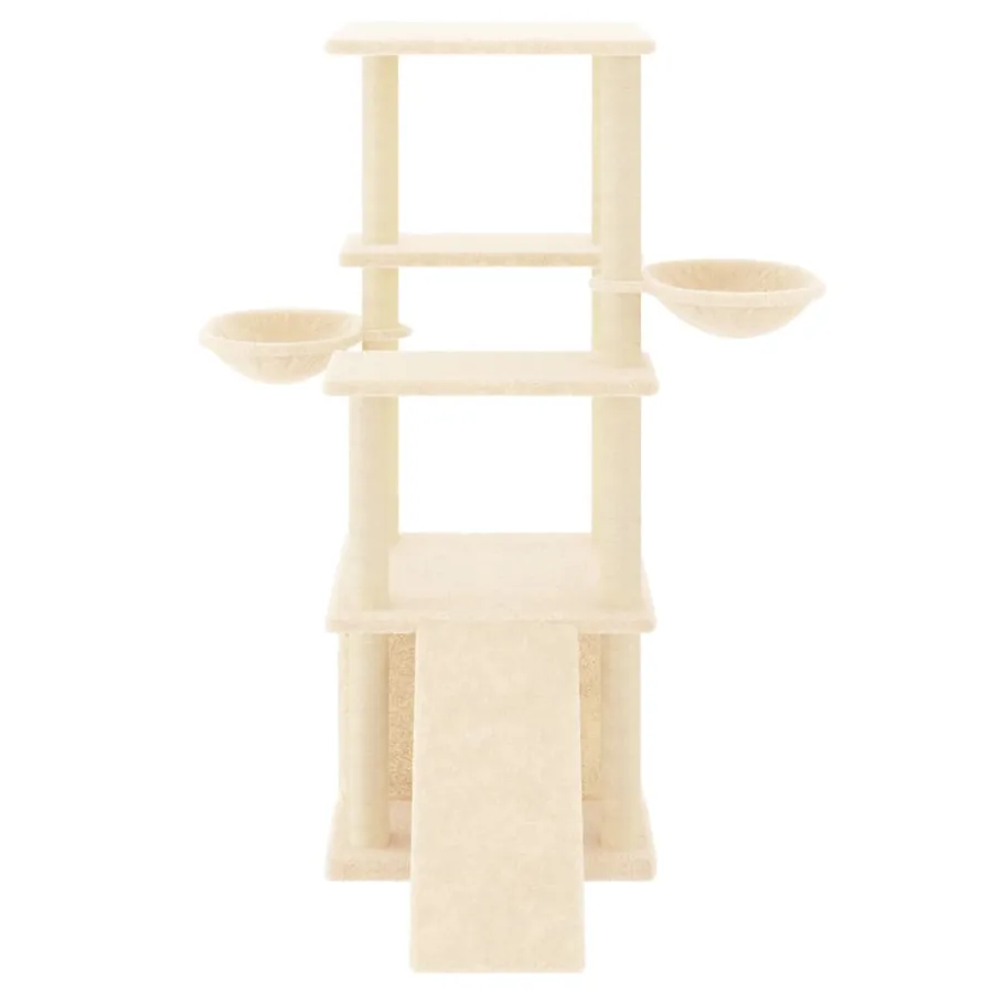 Arbre à chat avec griffoirs en sisal crème 133 cm - 3