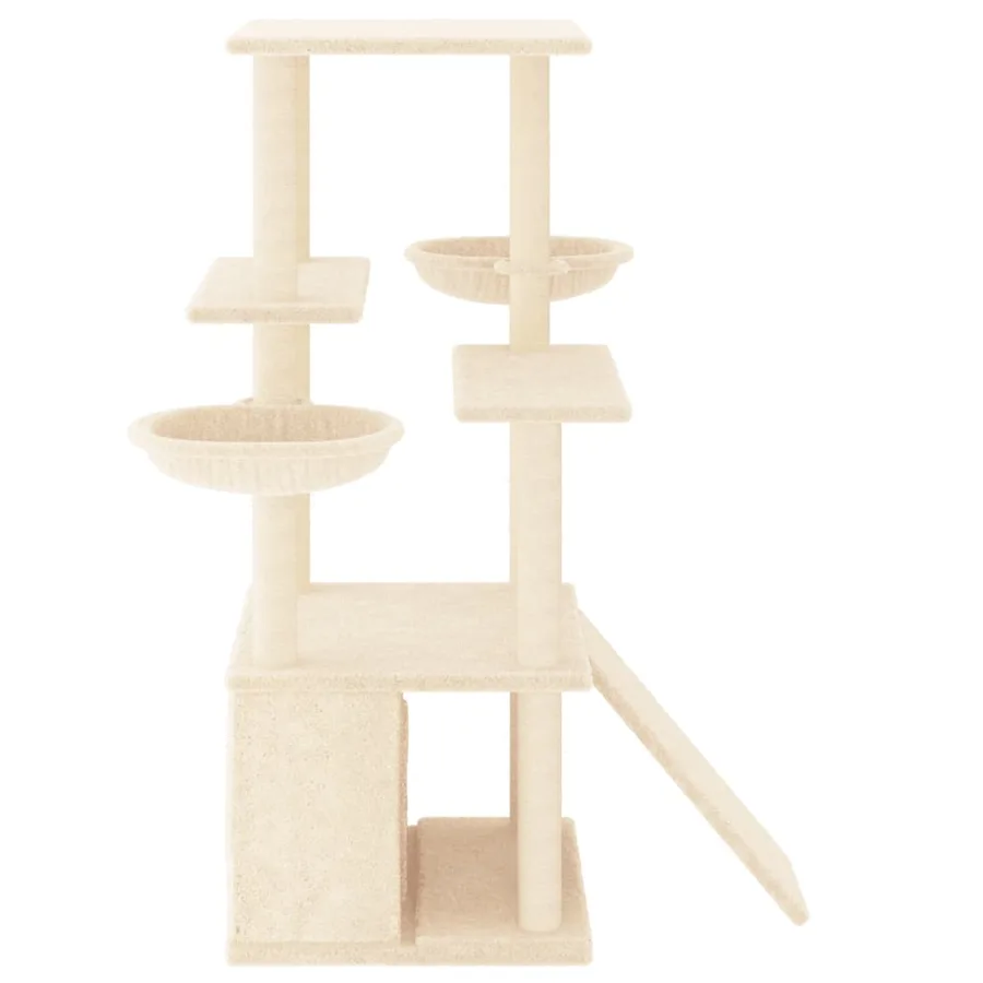 Arbre à chat avec griffoirs en sisal crème 133 cm - 4
