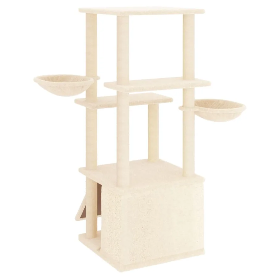 Arbre à chat avec griffoirs en sisal crème 133 cm - 5