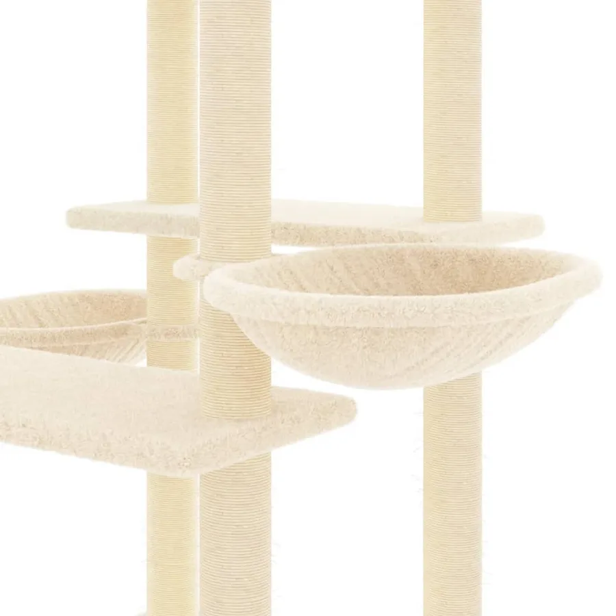 Arbre à chat avec griffoirs en sisal crème 133 cm - 6