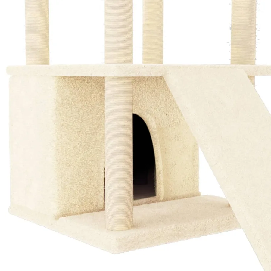 Arbre à chat avec griffoirs en sisal crème 133 cm - 7
