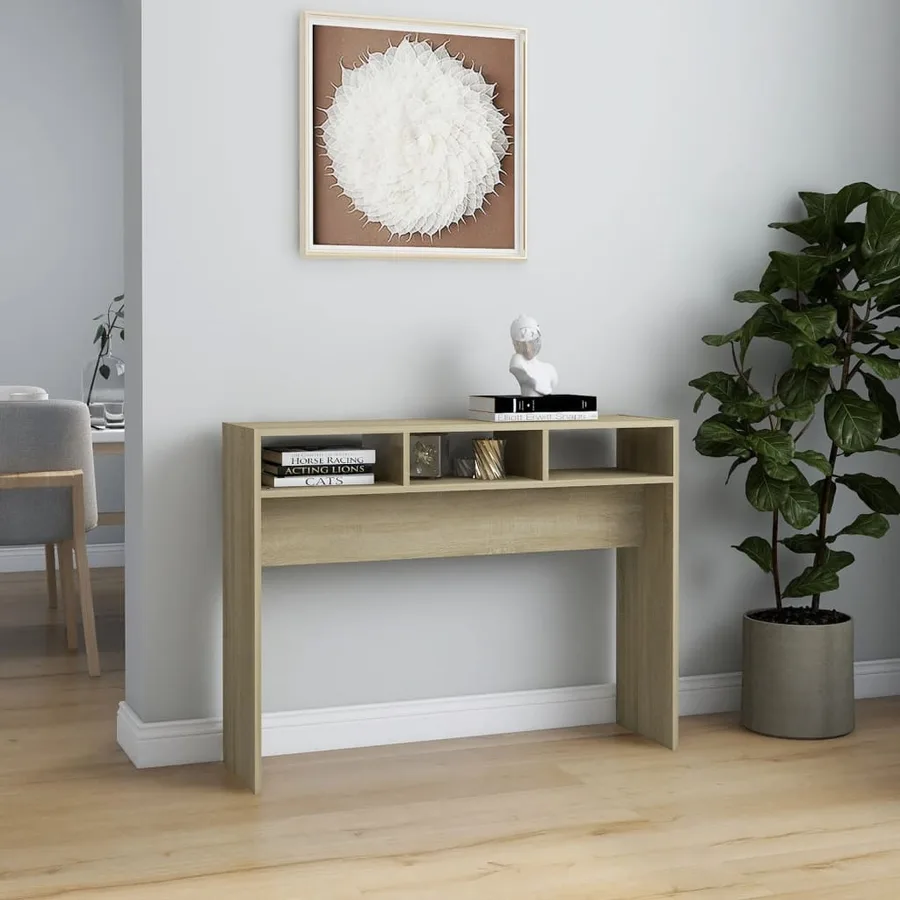 Table console chêne sonoma 105x30x80 cm bois d'ingénierie - 3