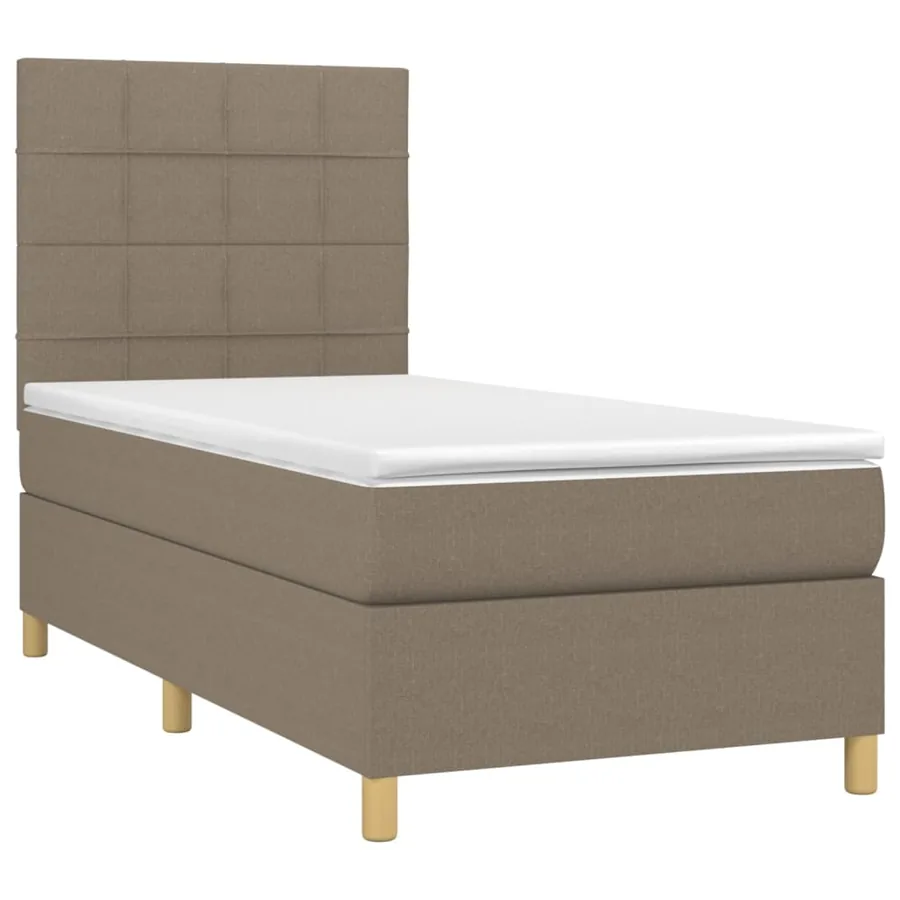 Sommier à lattes de lit et matelas et LED Taupe 80x200cm Tissu - 3