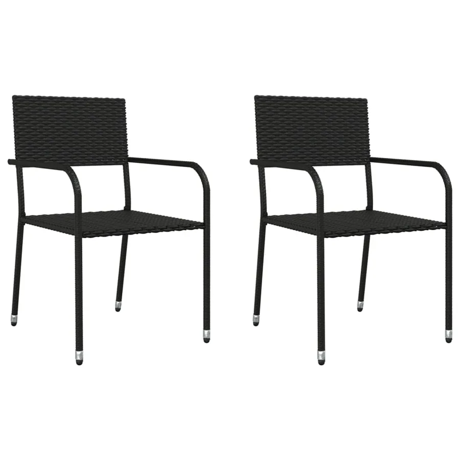 Ensemble à manger de jardin 3 pcs noir résine tressée et acier - 3