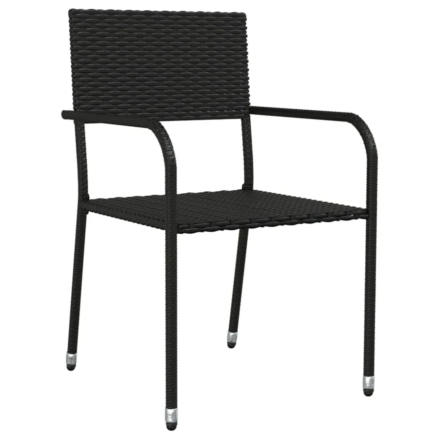Ensemble à manger de jardin 3 pcs noir résine tressée et acier - 4