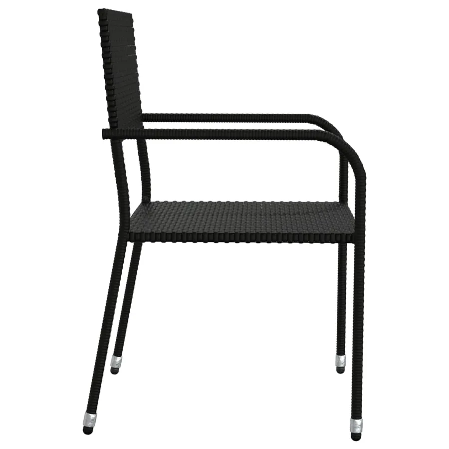Ensemble à manger de jardin 3 pcs noir résine tressée et acier - 6