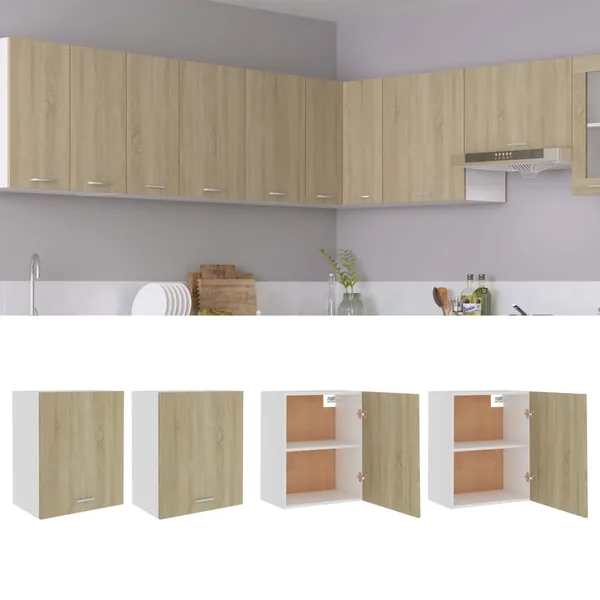 Armoires suspendues 2 pièces "Lyon" Chêne Sonoma 50x31x60 cm Bois d'ingénierie
