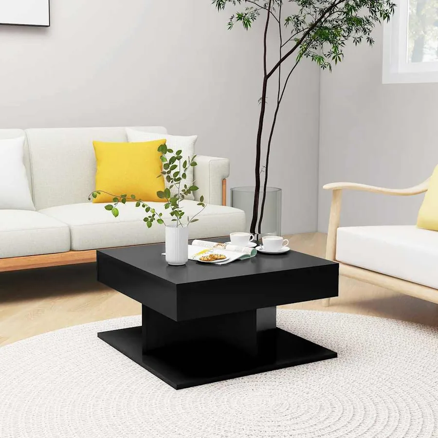 Table basse Noir 57x57x30 cm Bois d'ingénierie