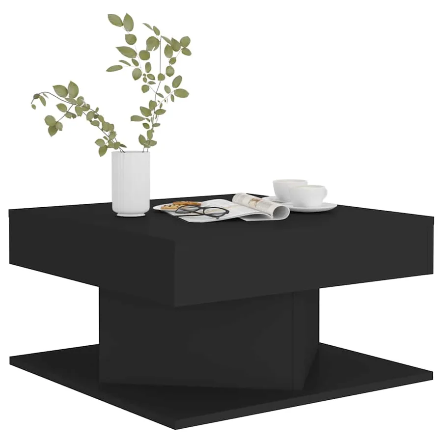 Table basse Noir 57x57x30 cm Bois d'ingénierie - 4