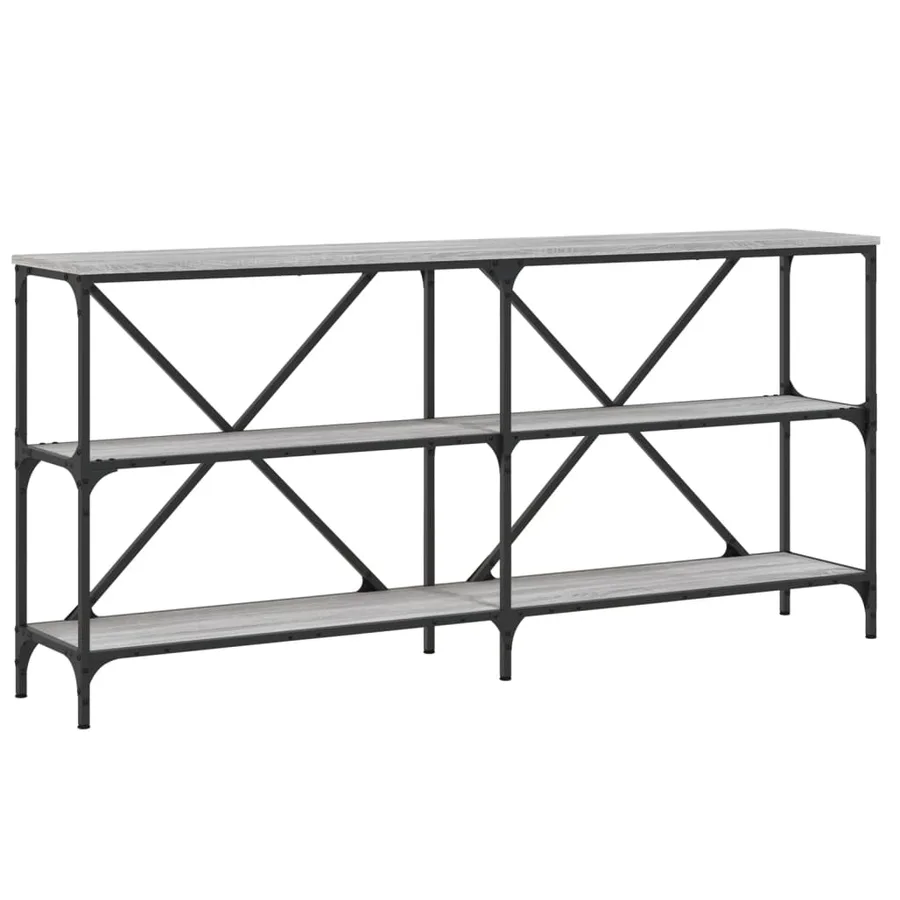Table console sonoma gris 160x30x75 cm bois d'ingénierie et fer - 2