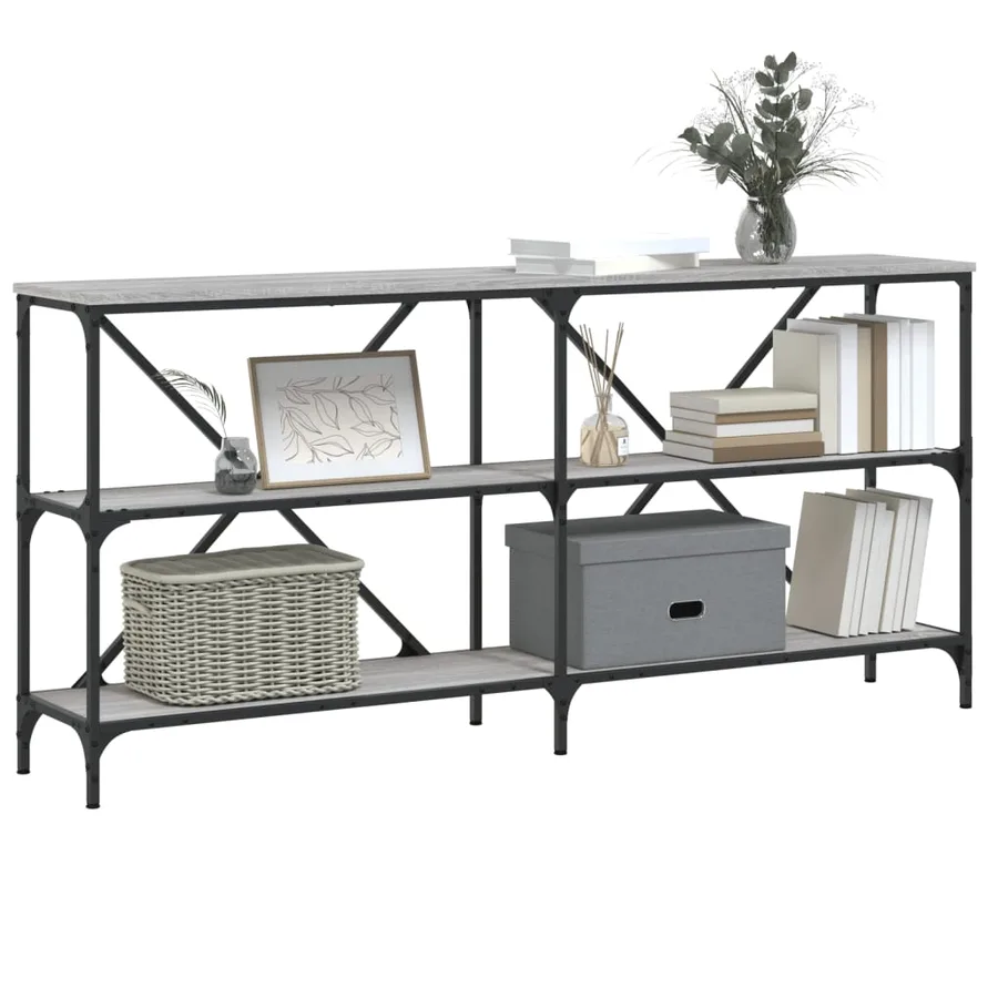 Table console sonoma gris 160x30x75 cm bois d'ingénierie et fer - 3