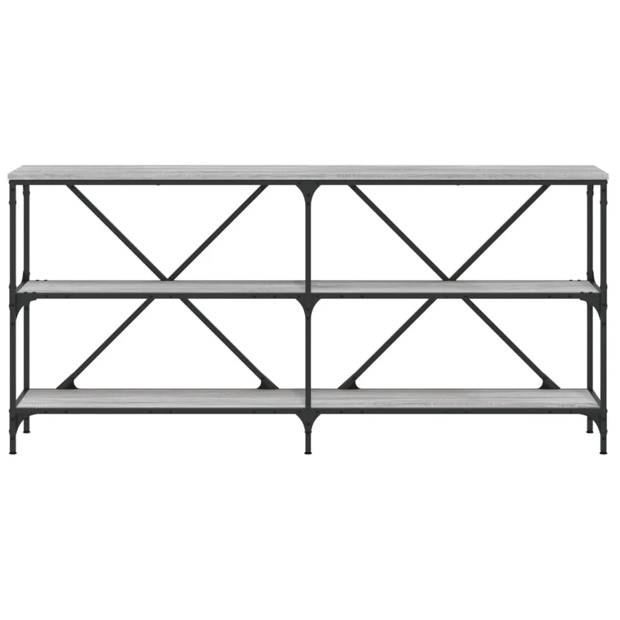 Table console sonoma gris 160x30x75 cm bois d'ingénierie et fer - 4
