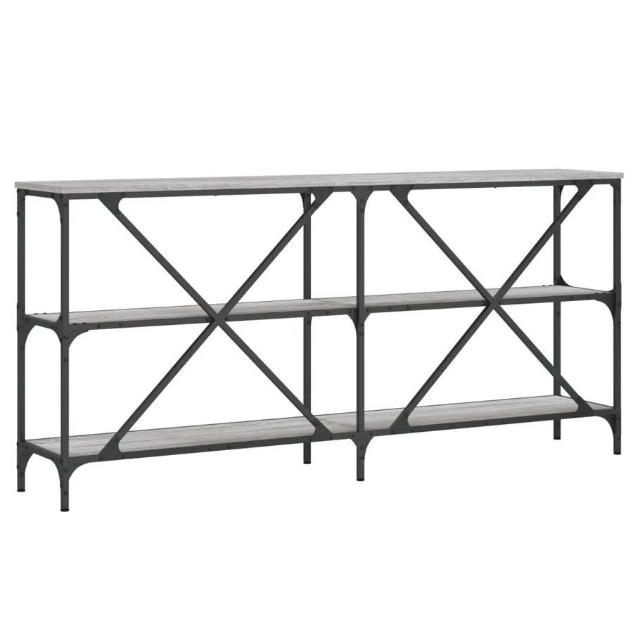 Table console sonoma gris 160x30x75 cm bois d'ingénierie et fer - 6