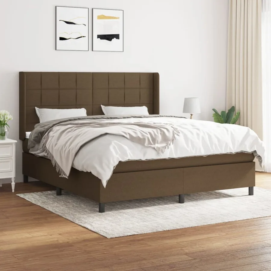 Sommier à lattes de lit avec matelas Marron foncé 180x200 cm