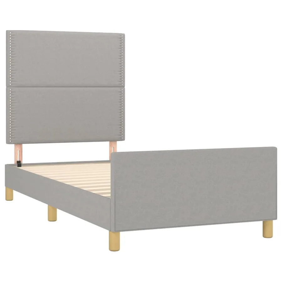 Cadre de lit sans matelas gris clair 90x190 cm tissu - 4