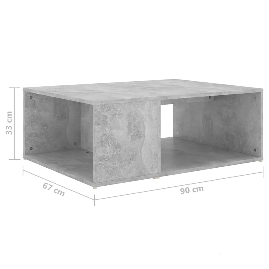 Table basse gris béton 90x67x33 cm bois d'ingénierie - 6