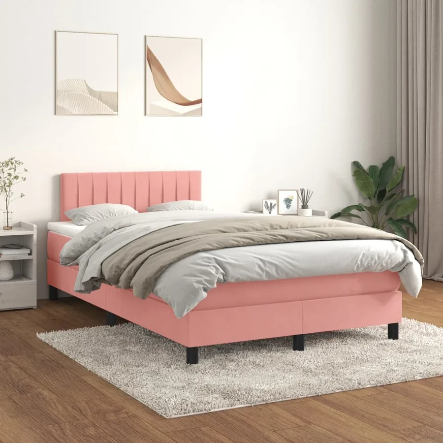 Sommier à lattes de lit avec matelas Rose 120x200 cm Velours