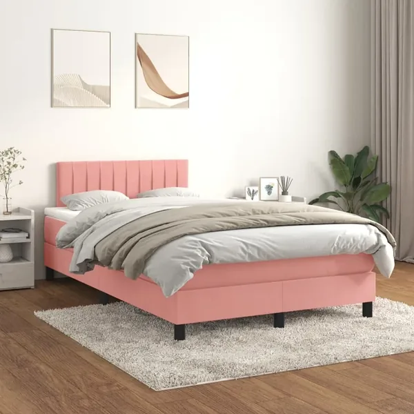 Sommier à lattes de lit avec matelas Rose 120x200 cm Velours