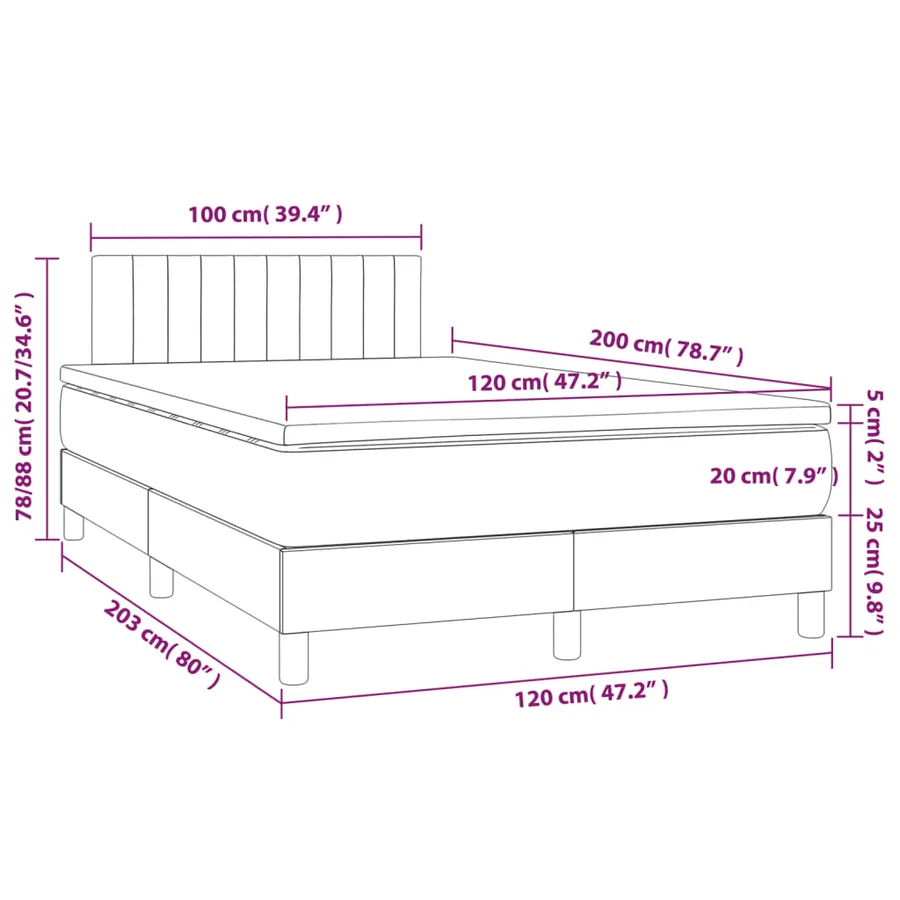 Sommier à lattes de lit avec matelas Rose 120x200 cm Velours - 7