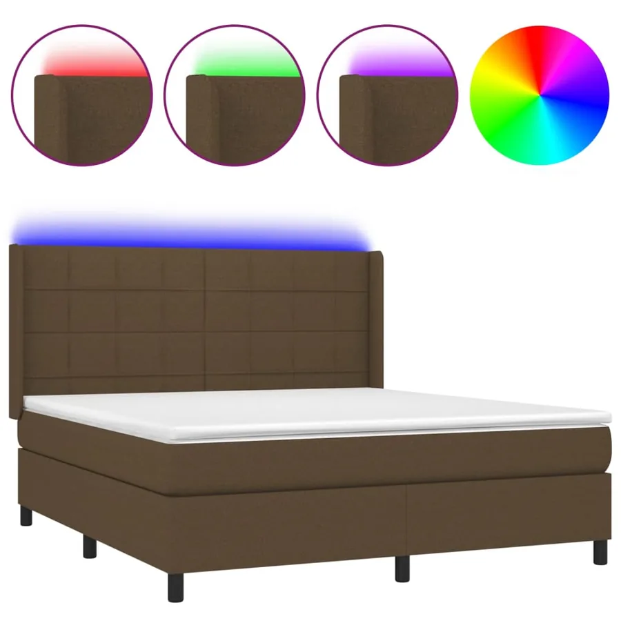 Sommier à lattes de lit matelas et LED Marron foncé 180x200cm - 2