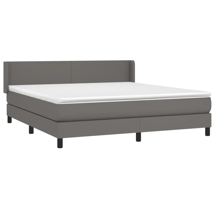 Sommier à lattes de lit avec matelas Gris 180x200 cm Similicuir - 3
