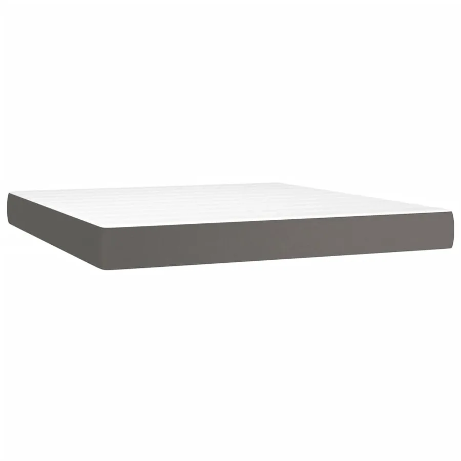 Sommier à lattes de lit avec matelas Gris 180x200 cm Similicuir - 5