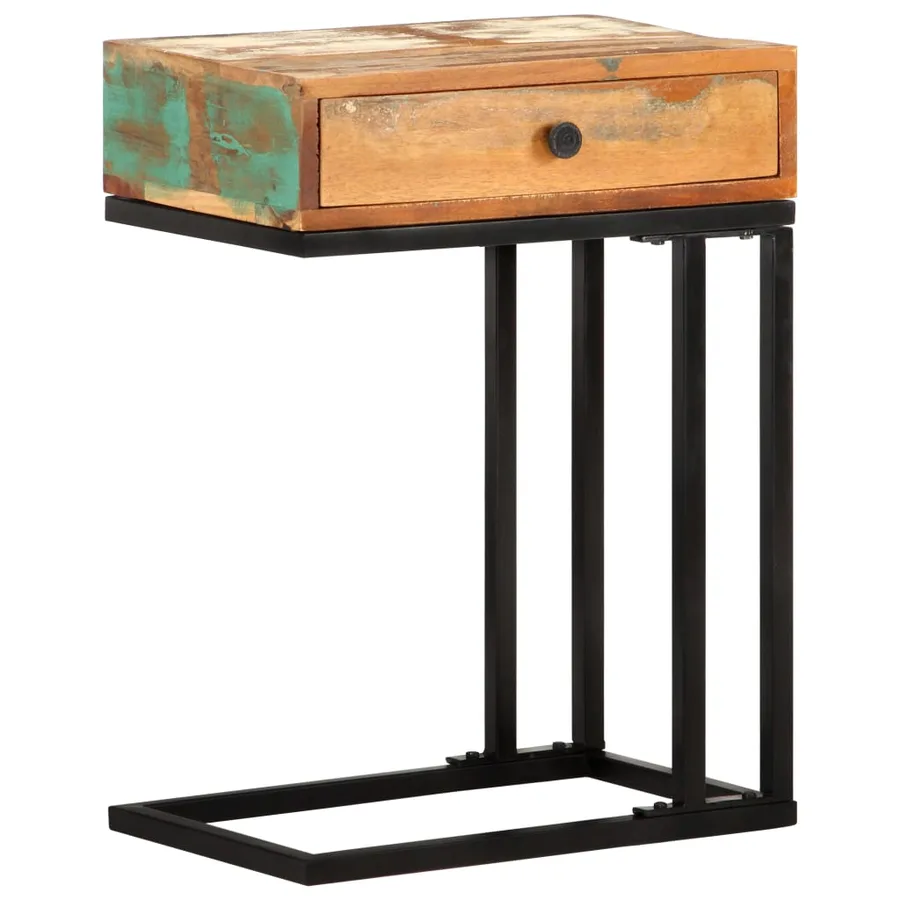 Table d'appoint en U 45x30x61 cm Bois de récupération massif - 10