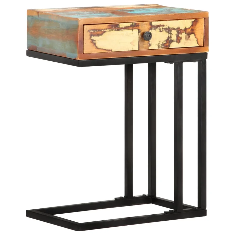 Table d'appoint en U 45x30x61 cm Bois de récupération massif - 11