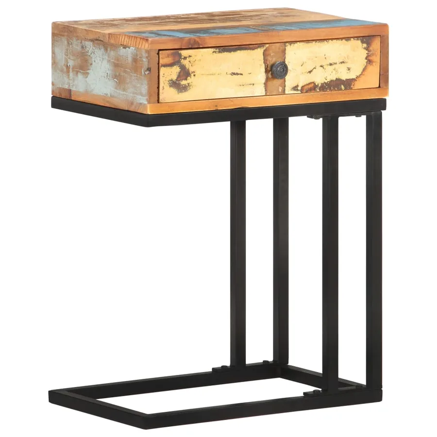 Table d'appoint en U 45x30x61 cm Bois de récupération massif - 12