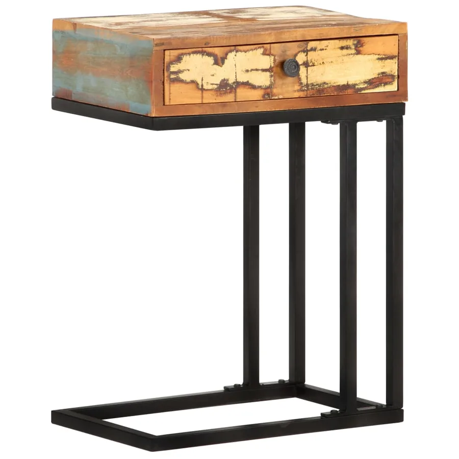 Table d'appoint en U 45x30x61 cm Bois de récupération massif - 13