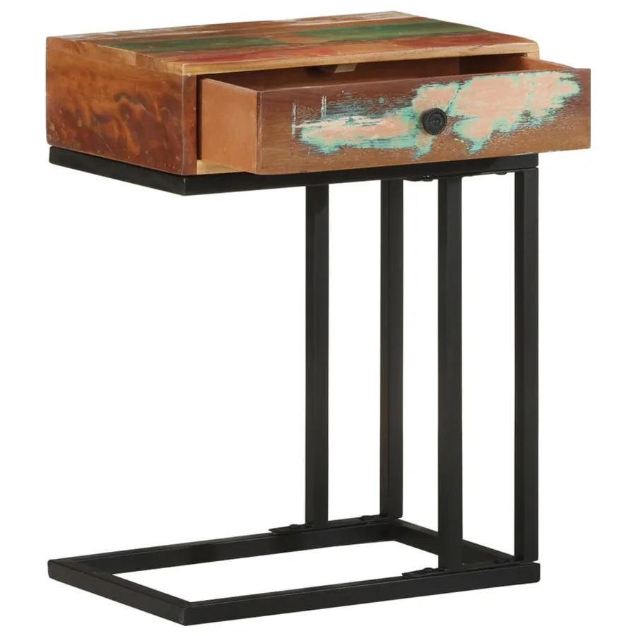 Table d'appoint en U 45x30x61 cm Bois de récupération massif - 2