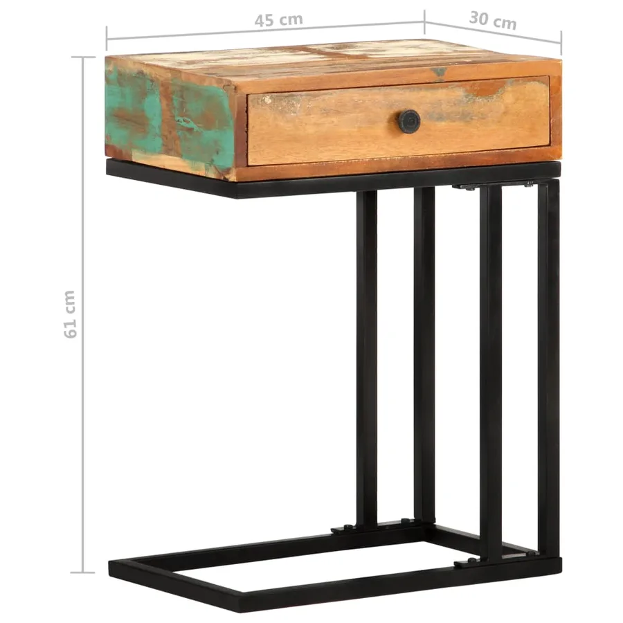 Table d'appoint en U 45x30x61 cm Bois de récupération massif - 9