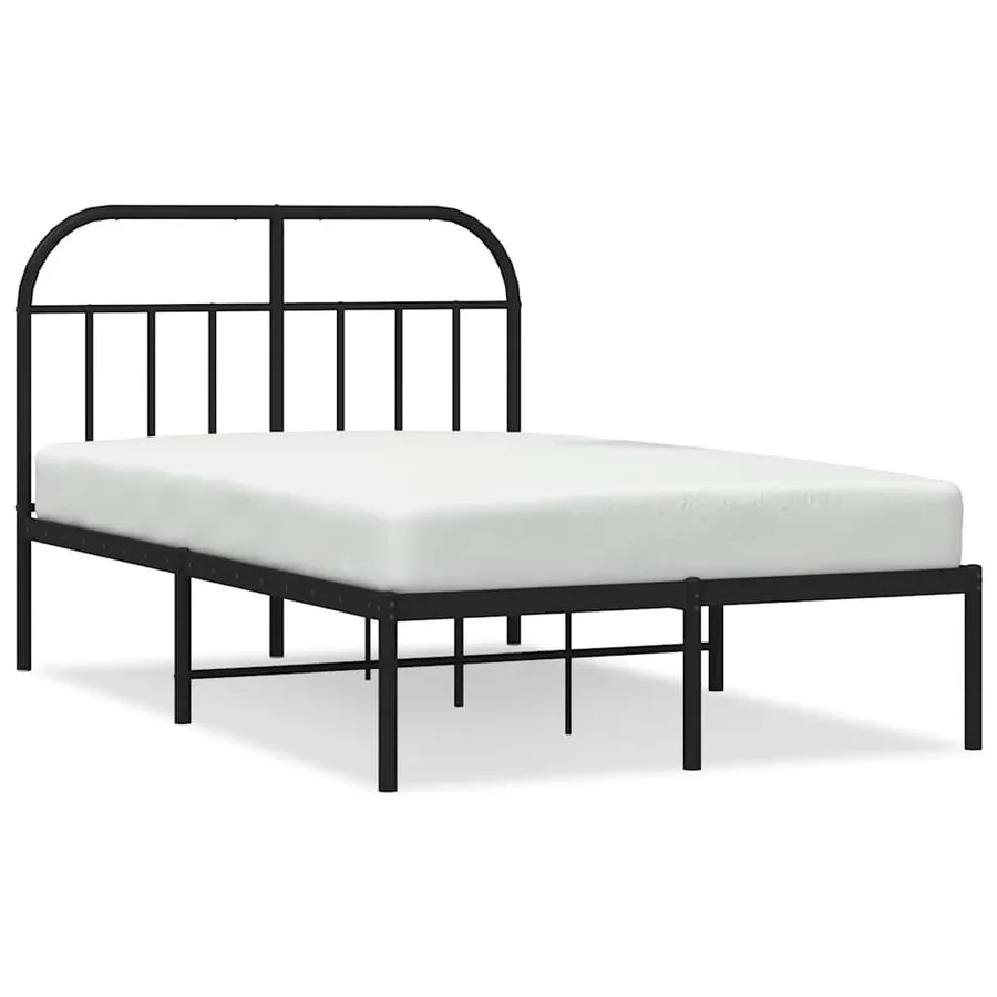 Cadre de lit métal sans matelas avec tête de lit noir 120x190cm - 2