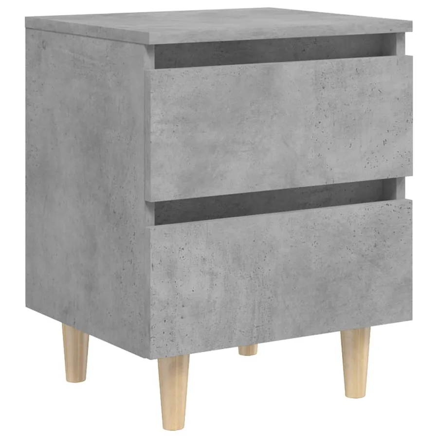 Tables de chevet pieds en pin 2 pcs gris béton 40x35x50 cm - 3